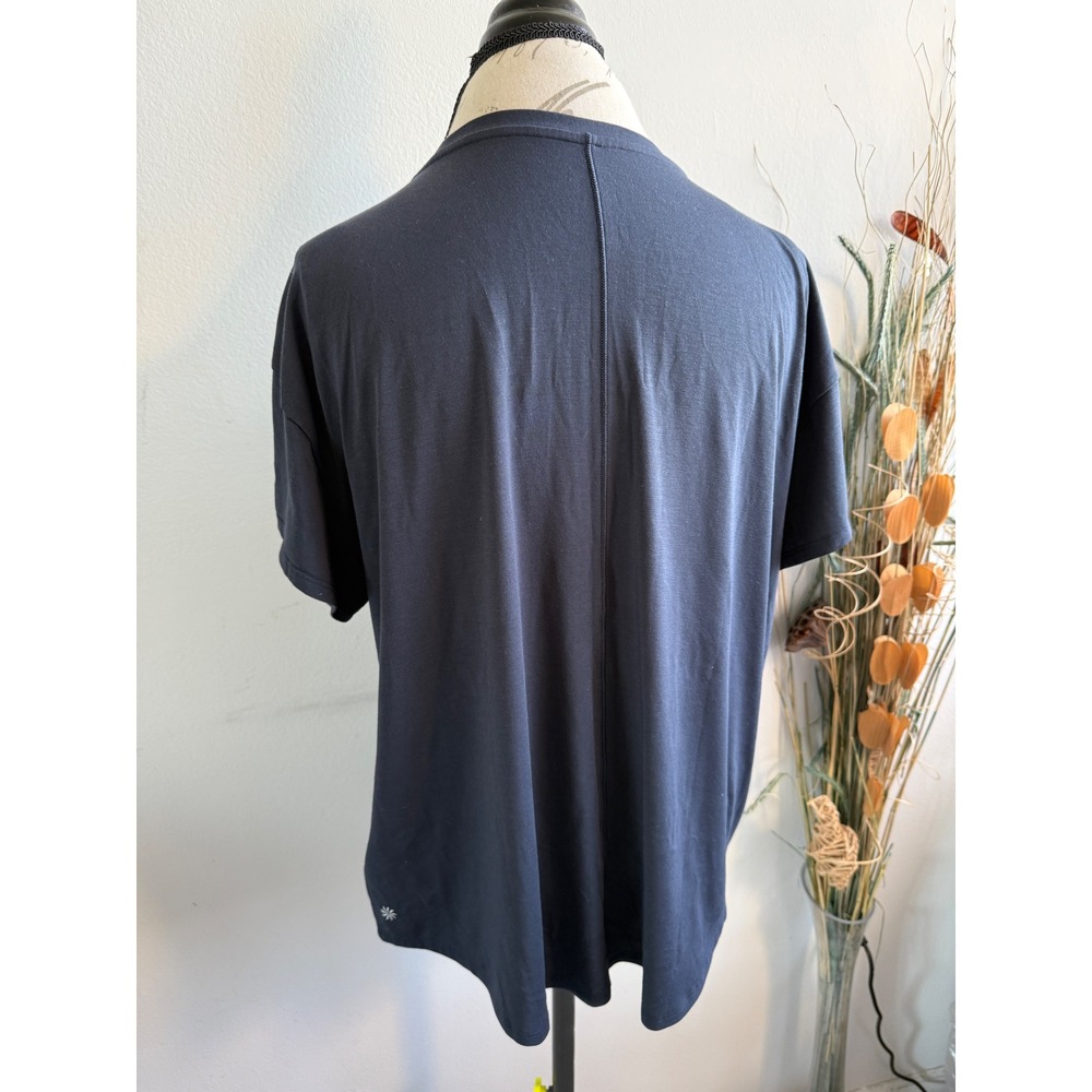Athleta Womens Relaxed Crew Neck Short Sleeve Top Charcoal Gray Large